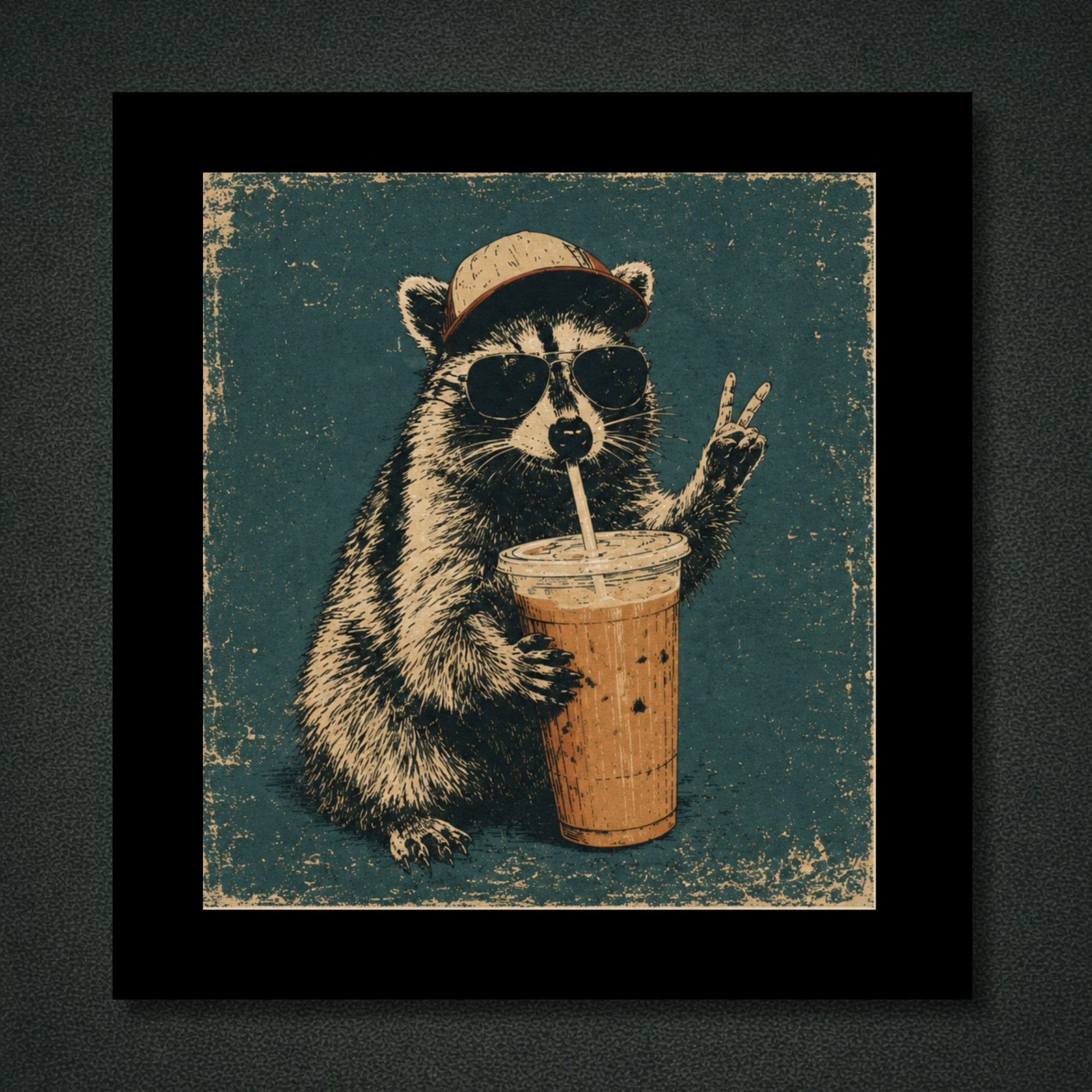 Caffeinated Chaos Raccoon Panel