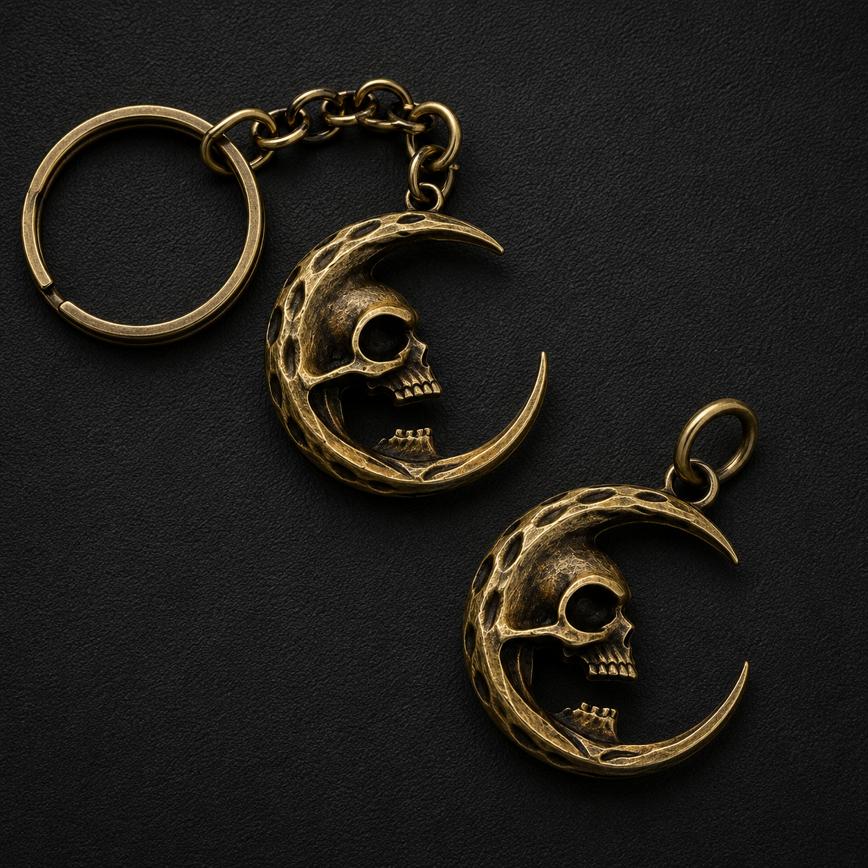 Crescent Skull Charm & Keychain