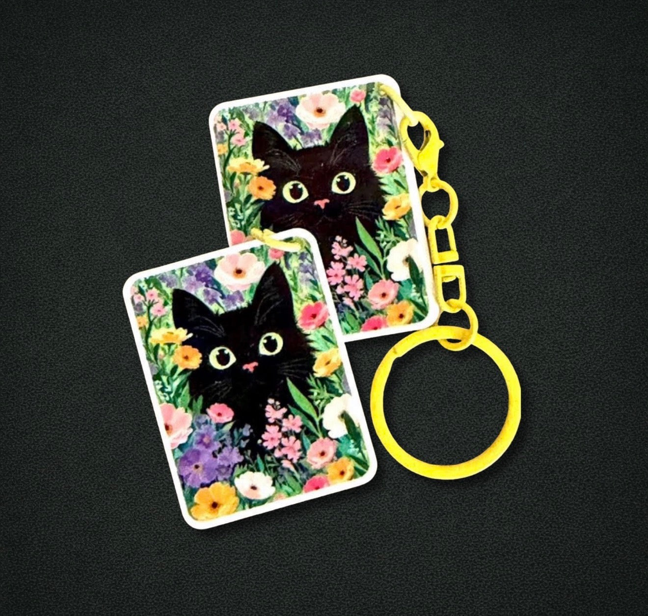 Garden Black Cat Charm & Keychain