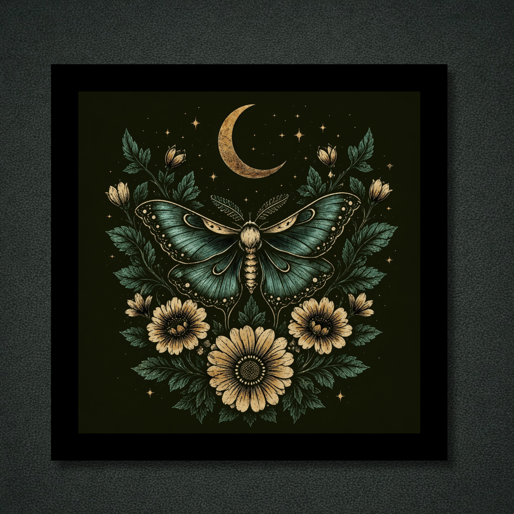 Gilded Teal Moon Moth Panel