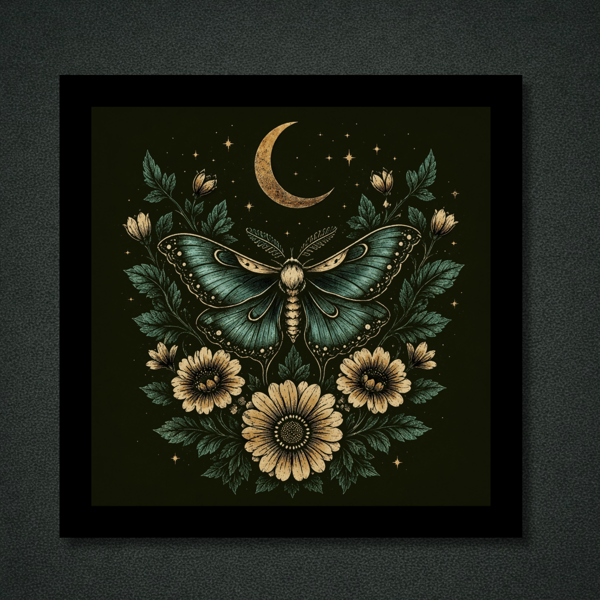 Gilded Teal Moon Moth Panel