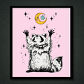 Pink Moon Raccoon Panel