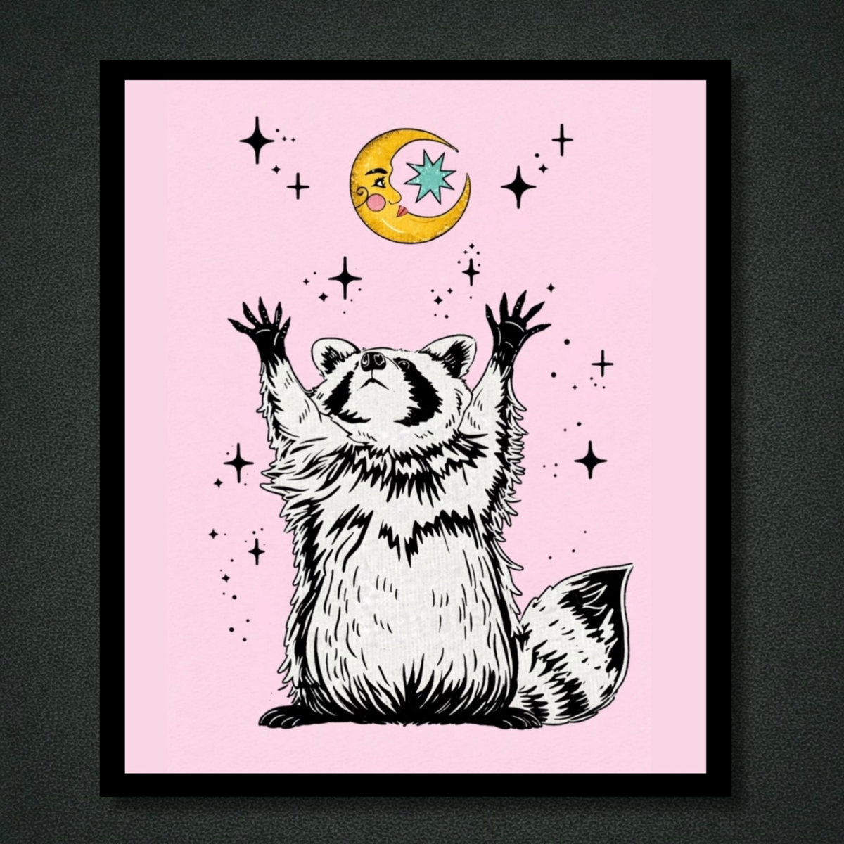 Pink Moon Raccoon Panel
