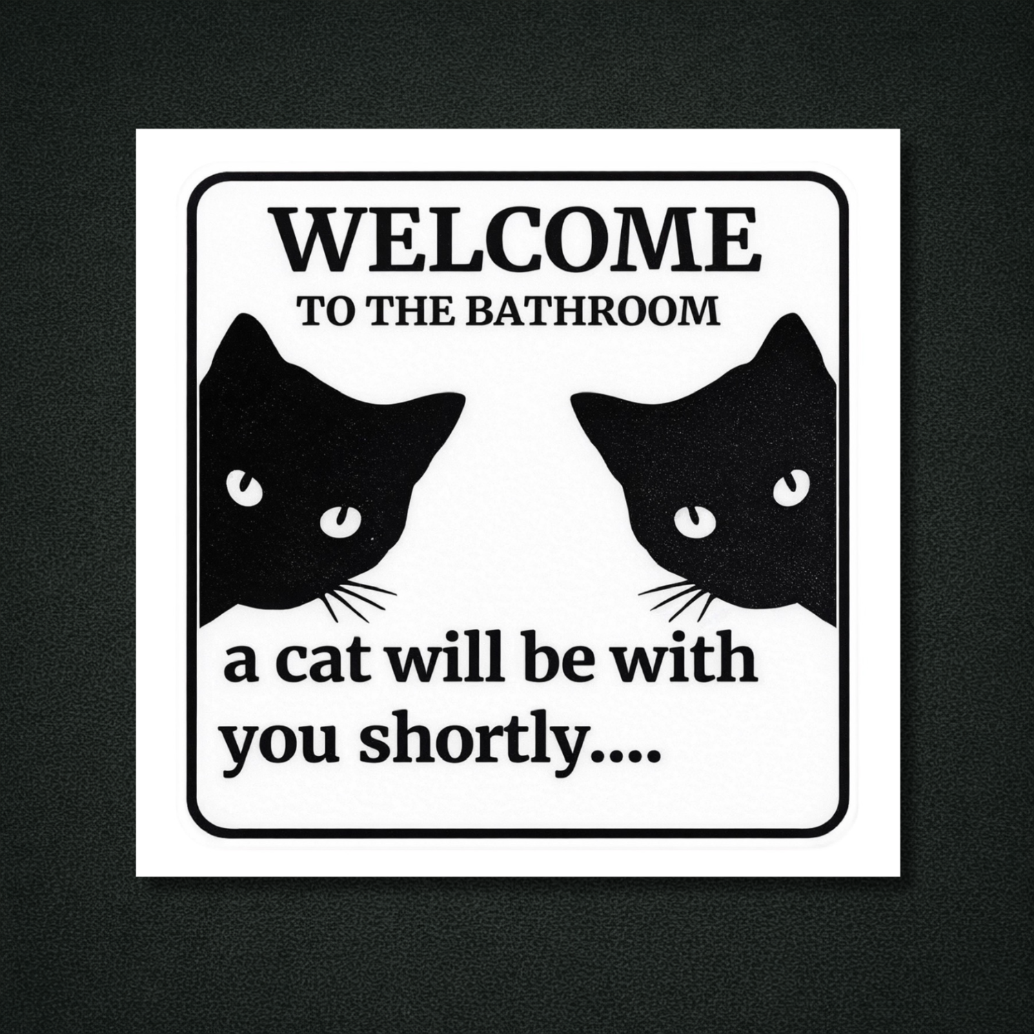 Welcome to the Bathroom a cat will be with you shortly