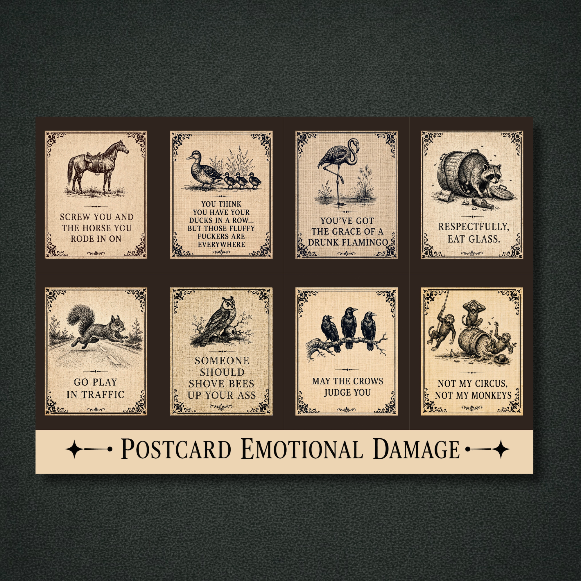 Postcard Emotional Damage Panel Collection
