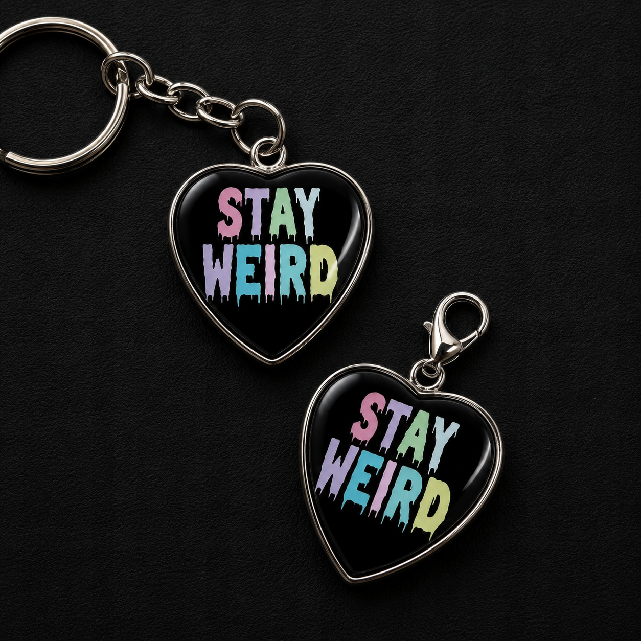 Stay Weird Heart Charm & Keychain