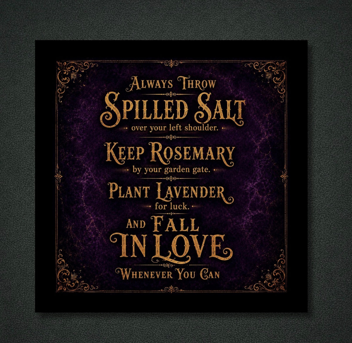 Always throw spilled salt… Panel
