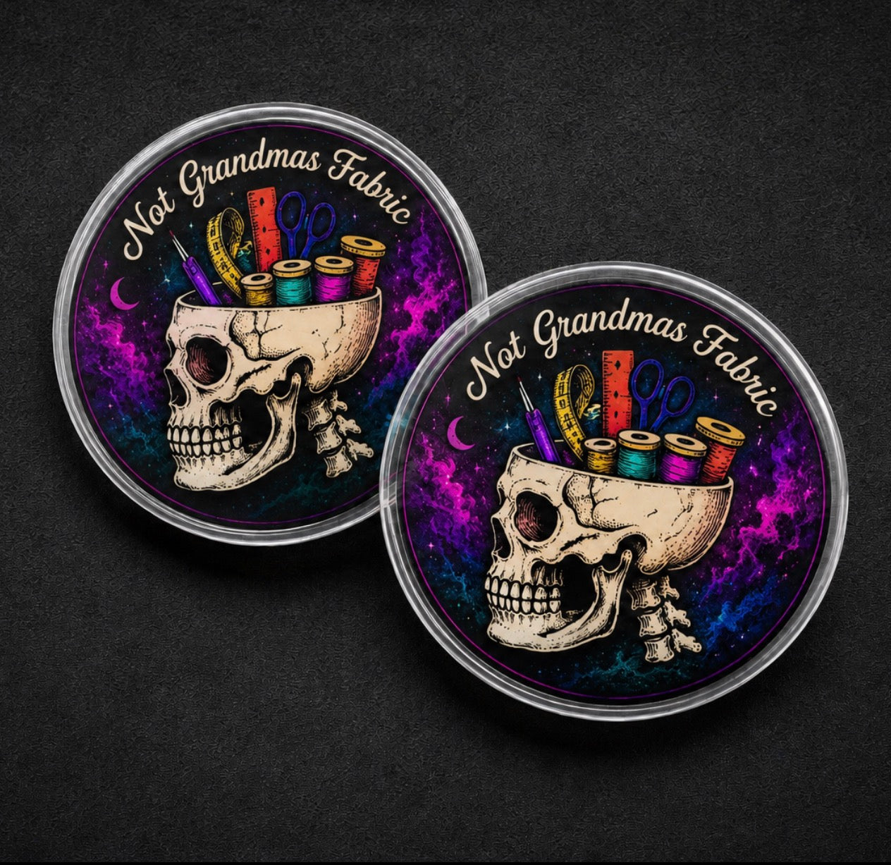 Not Grandmas Fabric Skull Pin