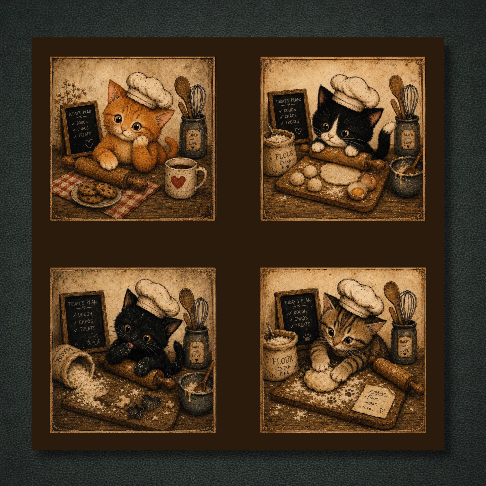 Midnight Kitchen Kittens Panel Collection