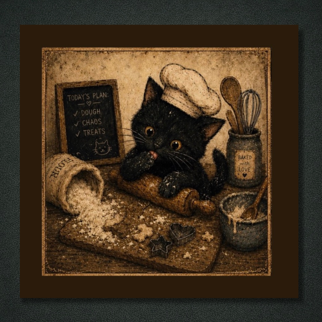 Midnight Kitchen Kittens Panel Collection