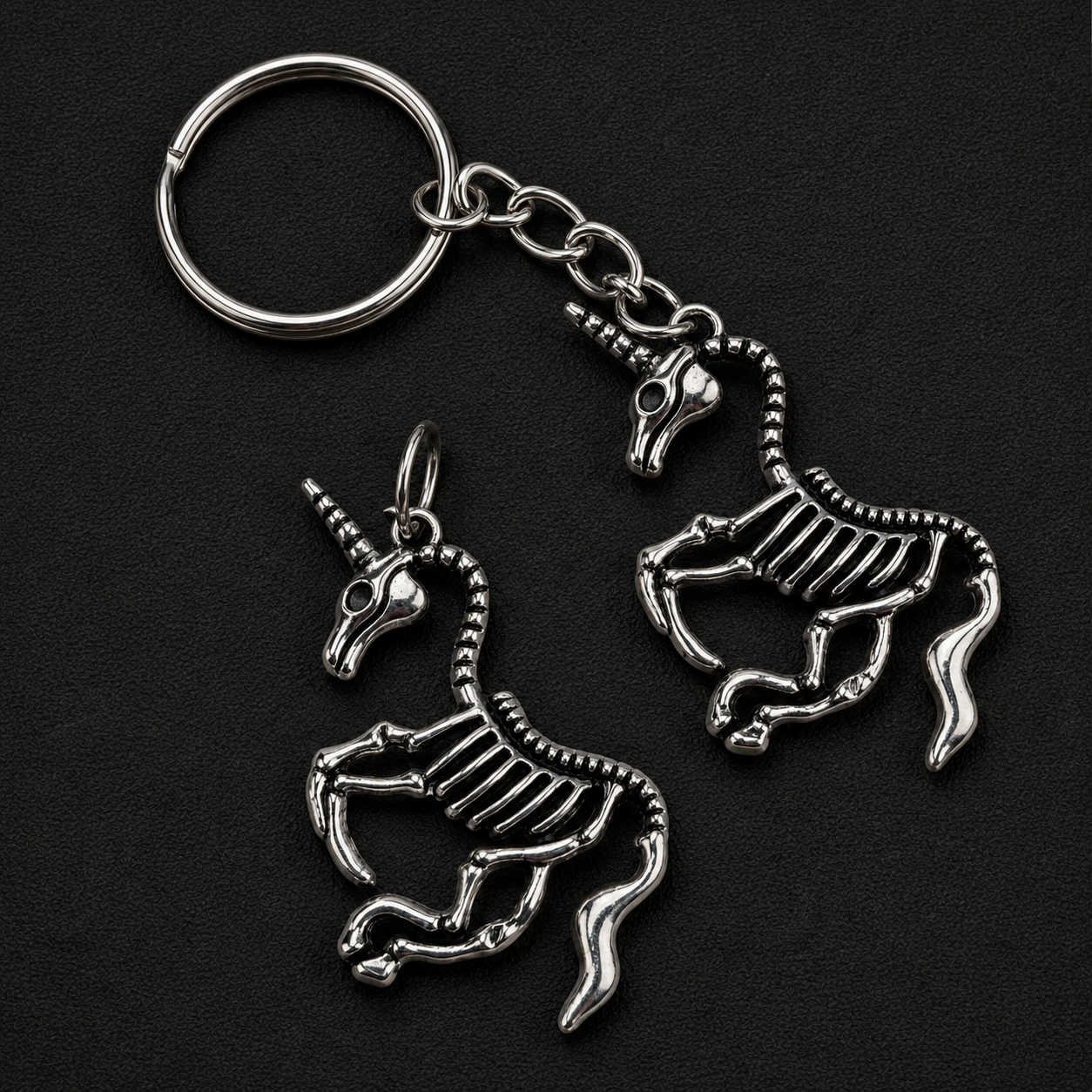 Skeleton Unicorn Charm & Keychain