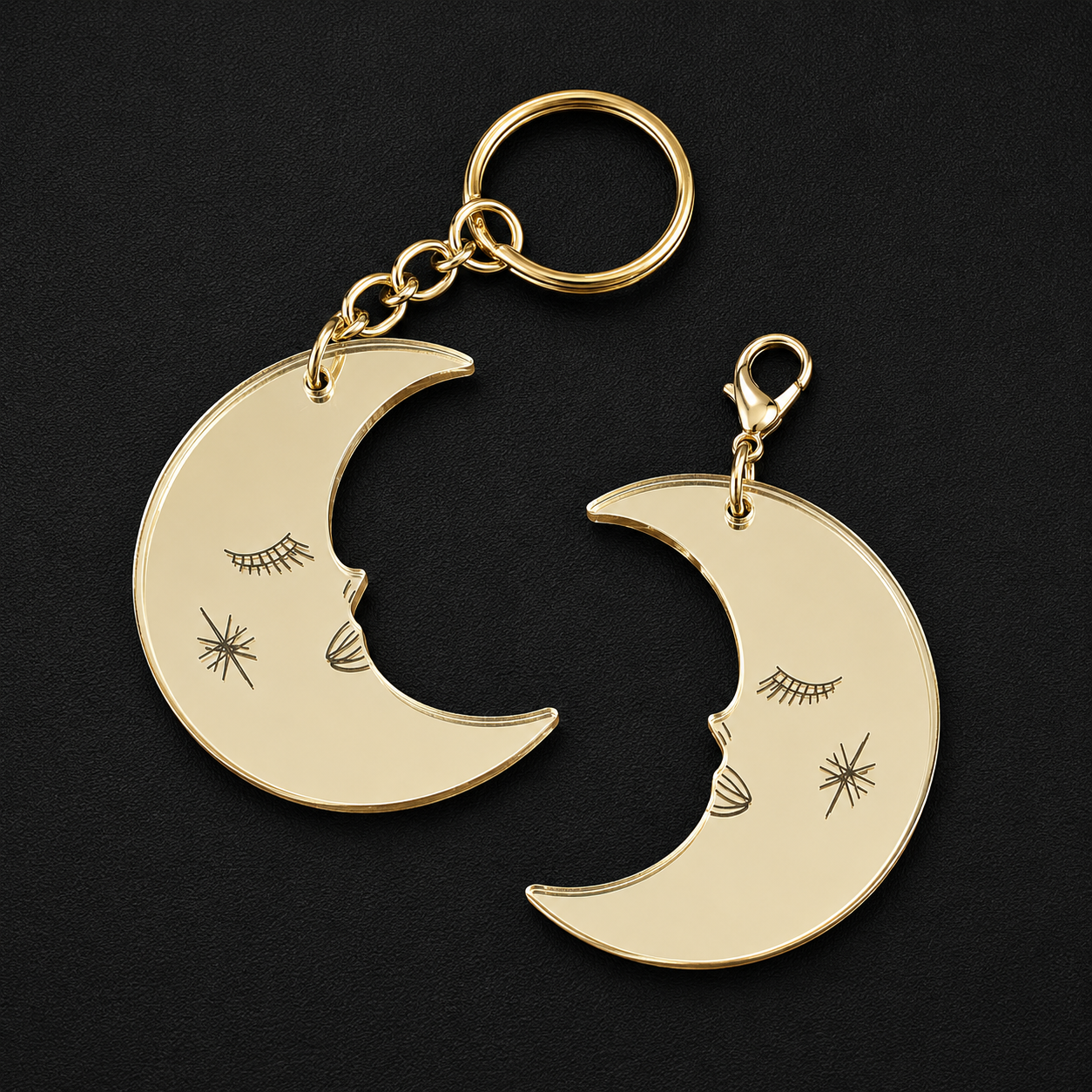 Moon Face Acrylic Charm & Keychain