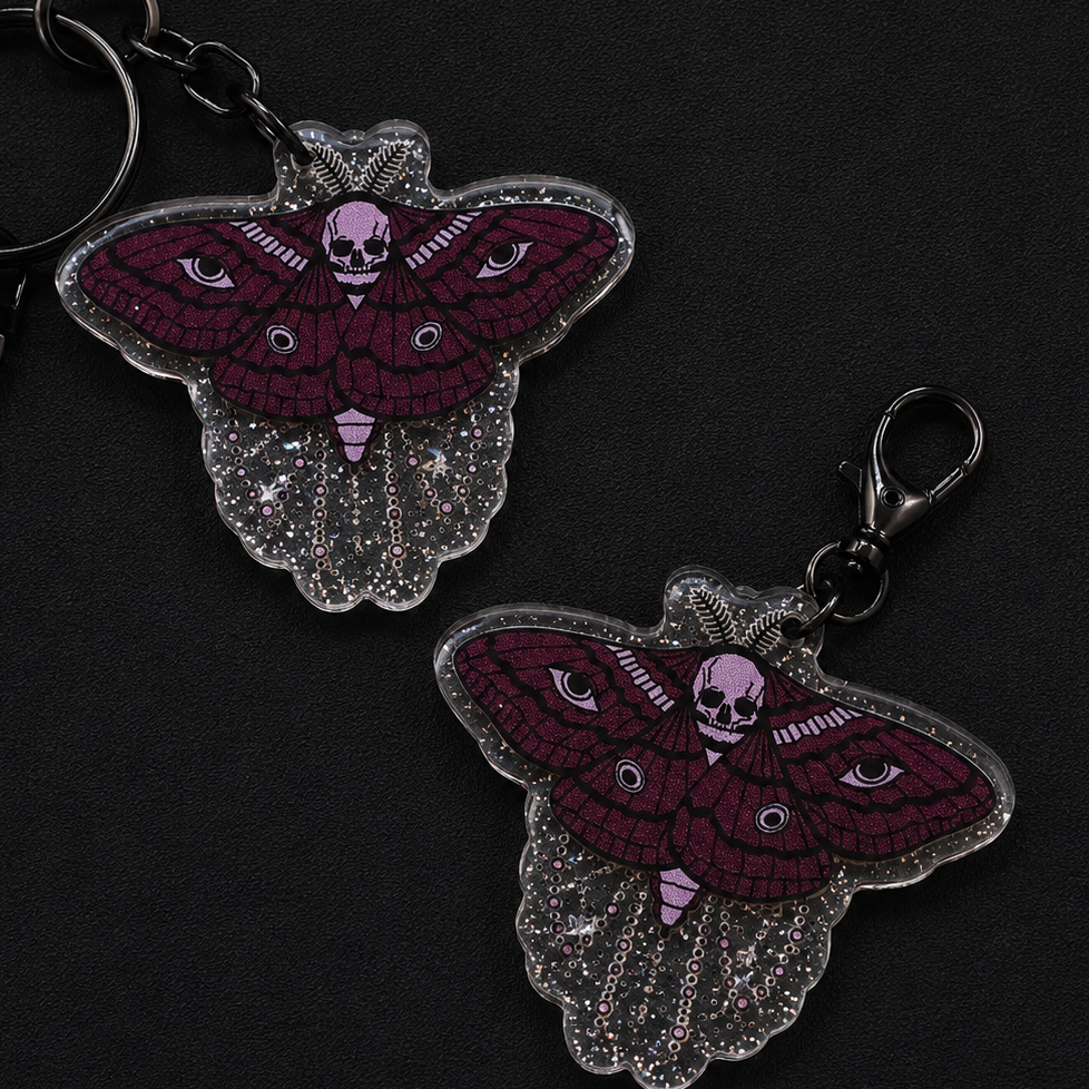 Maroon Death Moth Charm & Keychain