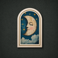 Moon Man Wooden Magnet