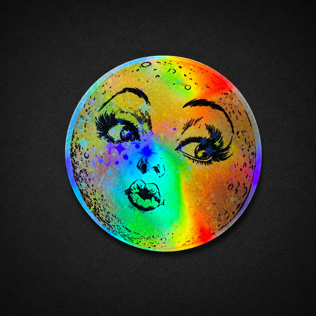 Moon Lady Gold Holographic Sticker