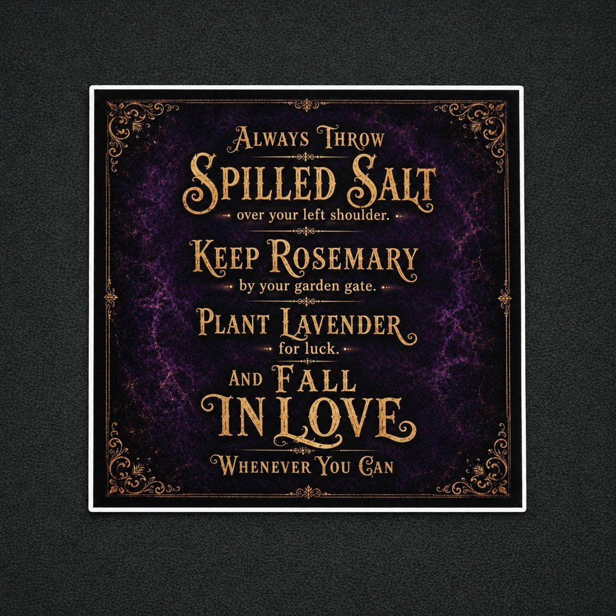 Always Throw Spilled Salt Practical Magic Quote Sticker or magnet